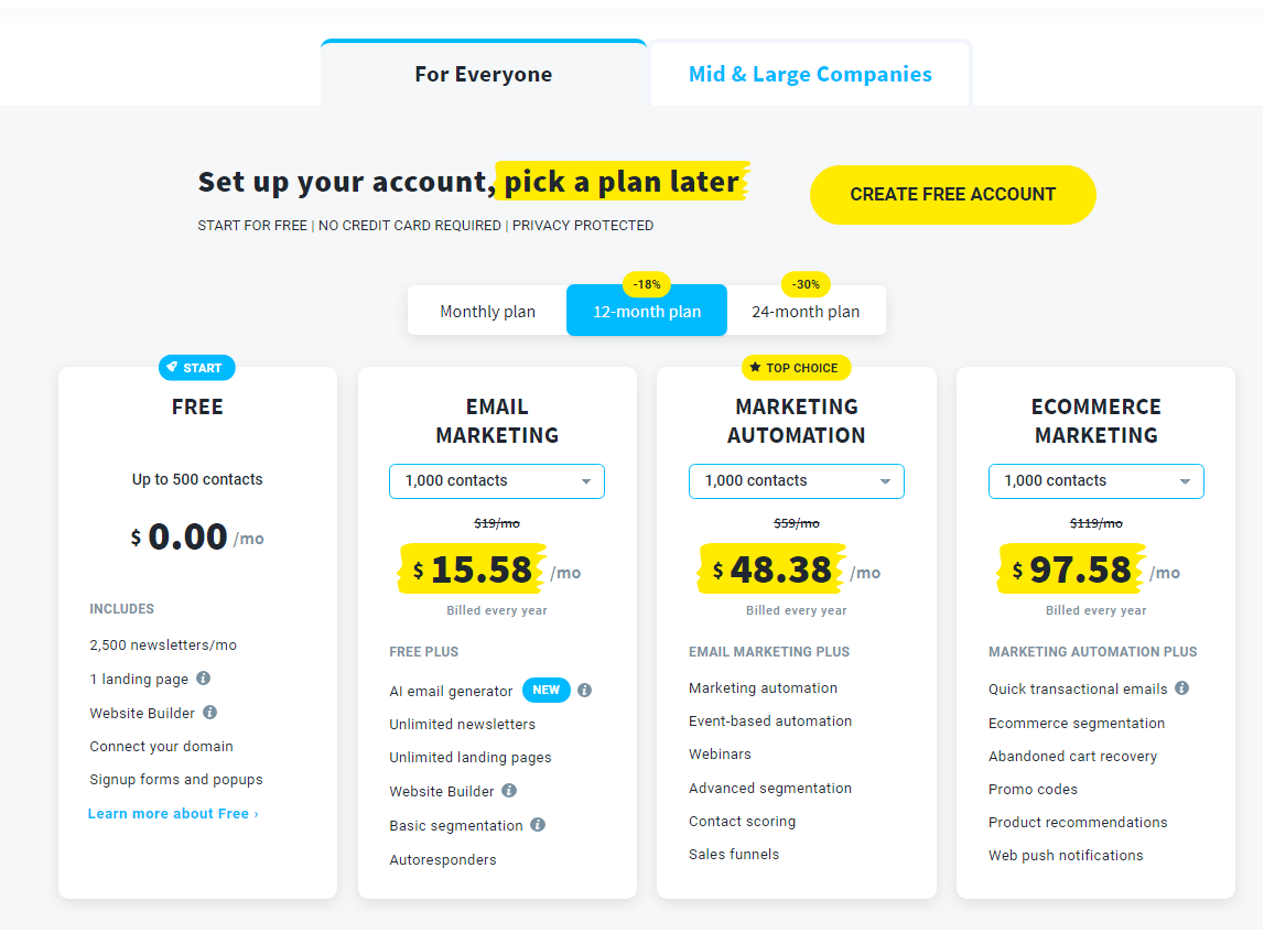 GetResponse Pricing and Plans